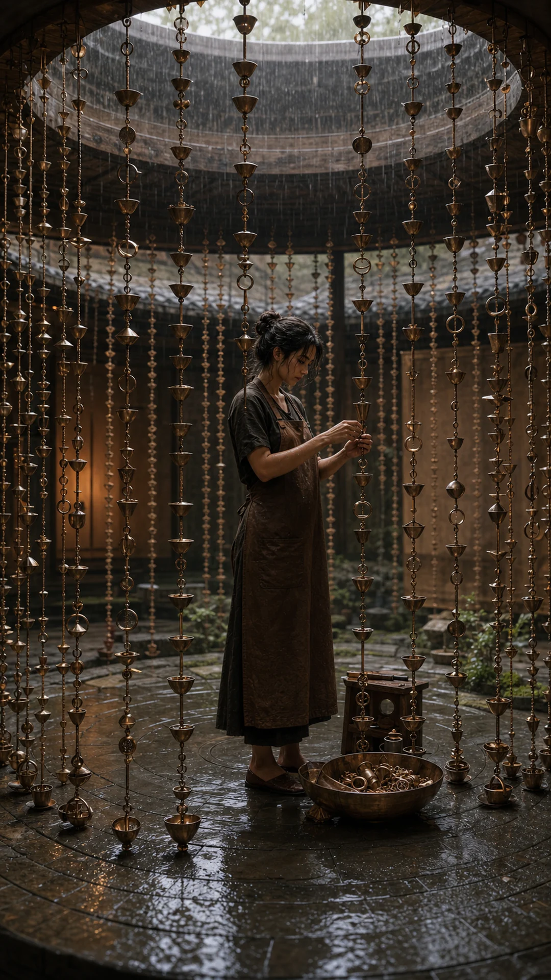 提取圆形包围与镜面反射，原创为青铜雨庭人物场景。